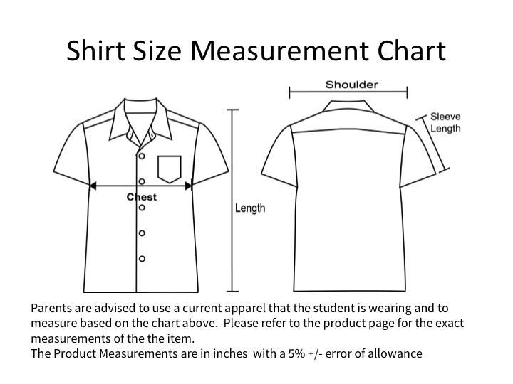 Rainbows Uniform Size Chart